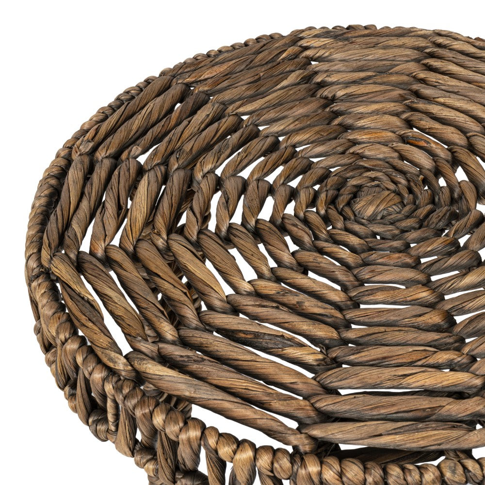 Vero 17" Coastal Bohemian Handwoven Water Hyacinth Round Tripod End Table