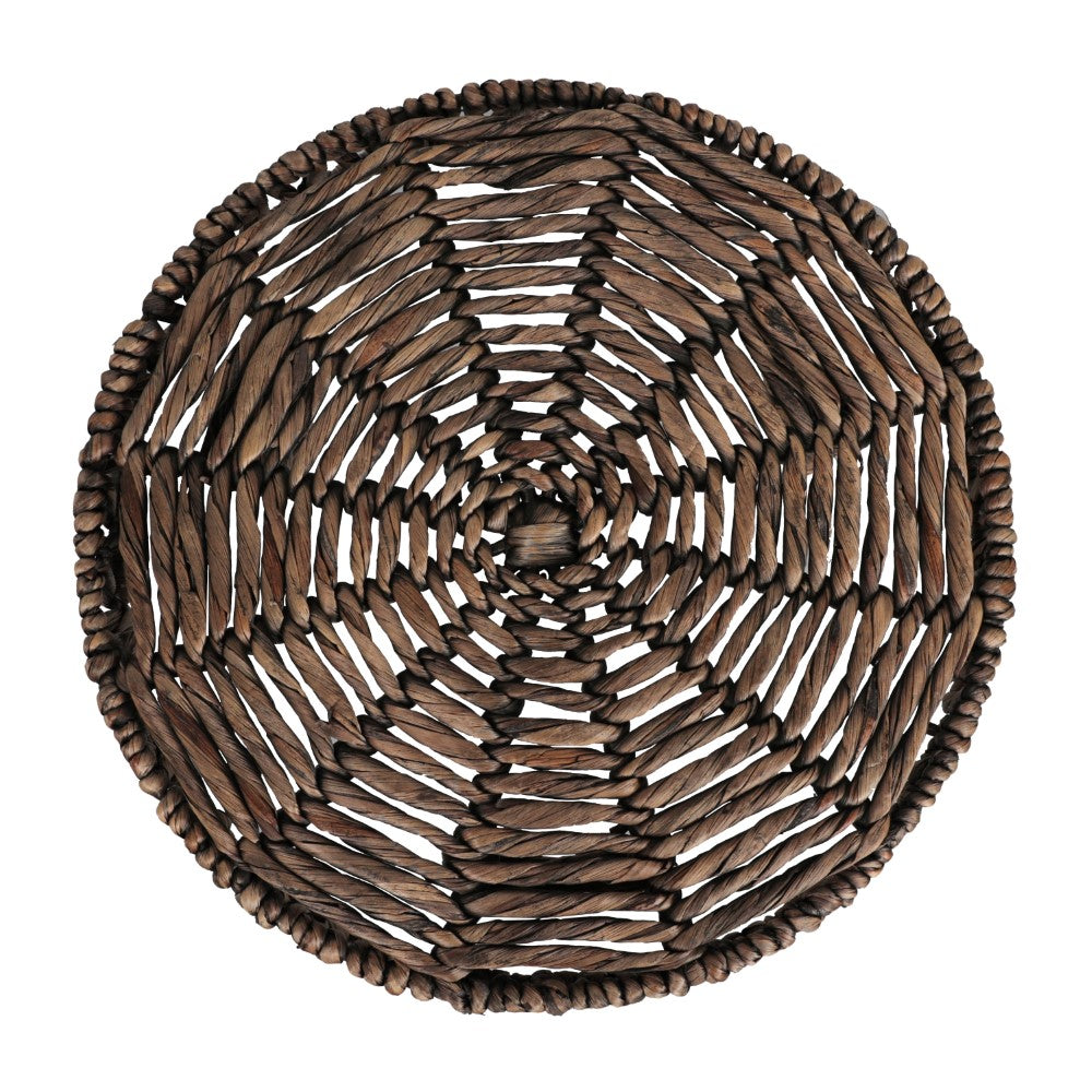 Vero 17" Coastal Bohemian Handwoven Water Hyacinth Round Tripod End Table