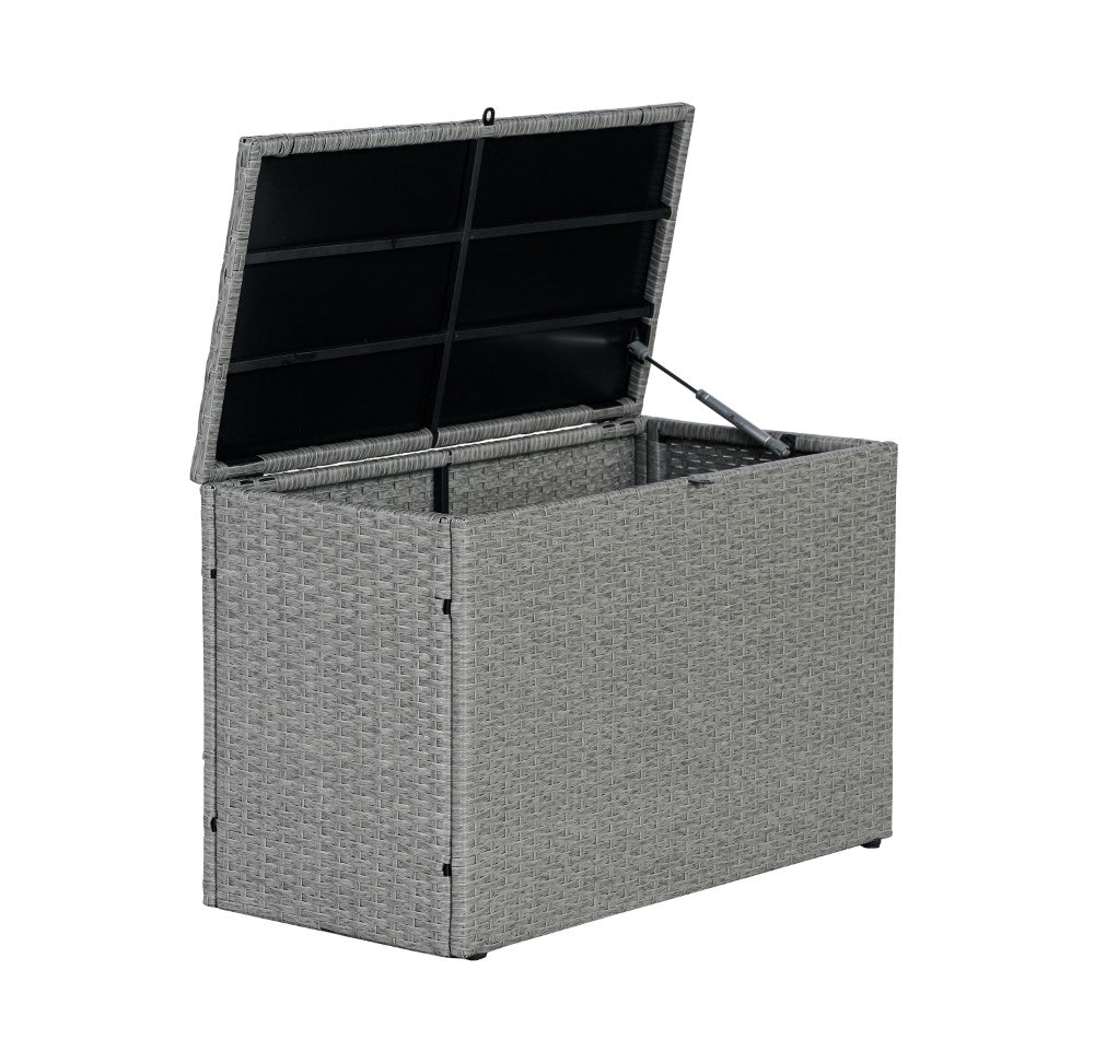 Nino 31.5" Modern Minimalist Outdoor Faux Wicker Deck and Patio Storage Box
