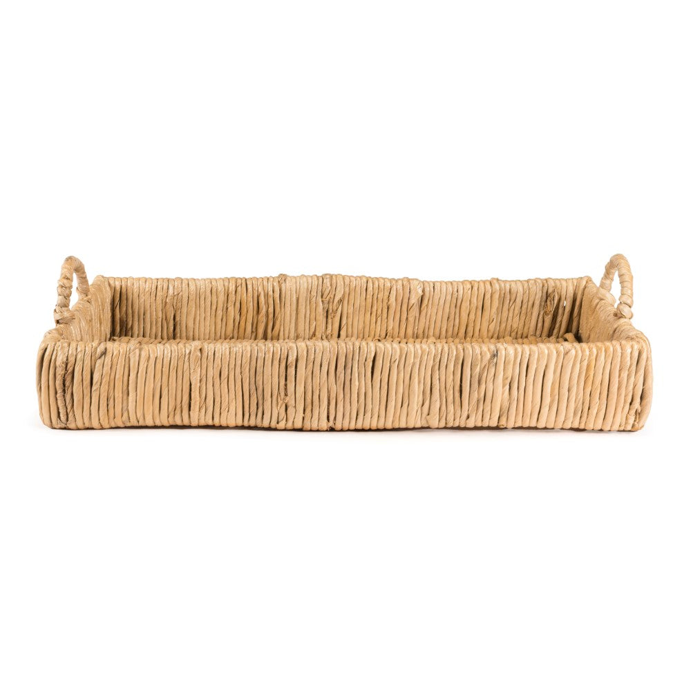 Anika 22.5" Traditional Southwestern Hand-Woven Abaca Tray with Handles