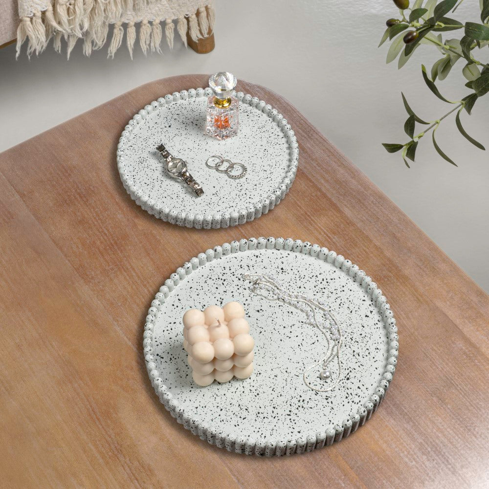 Oryn Modern Minimalist Concrete Fluted Edge Decorative Jewelry Trays