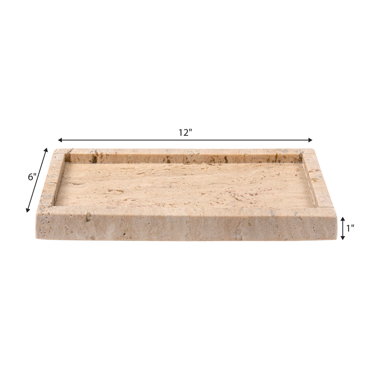 Elmu Stone 12" x 6" Classic Minimalist Rectangular Marble Bathroom Countertop Tray