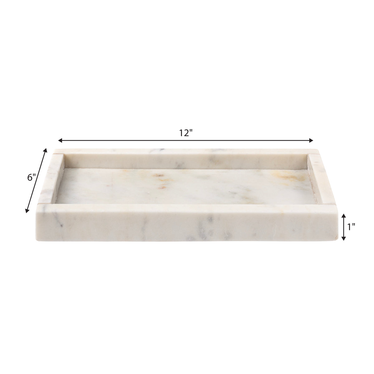 Elmu Stone 12" x 6" Classic Minimalist Rectangular Marble Bathroom Countertop Tray