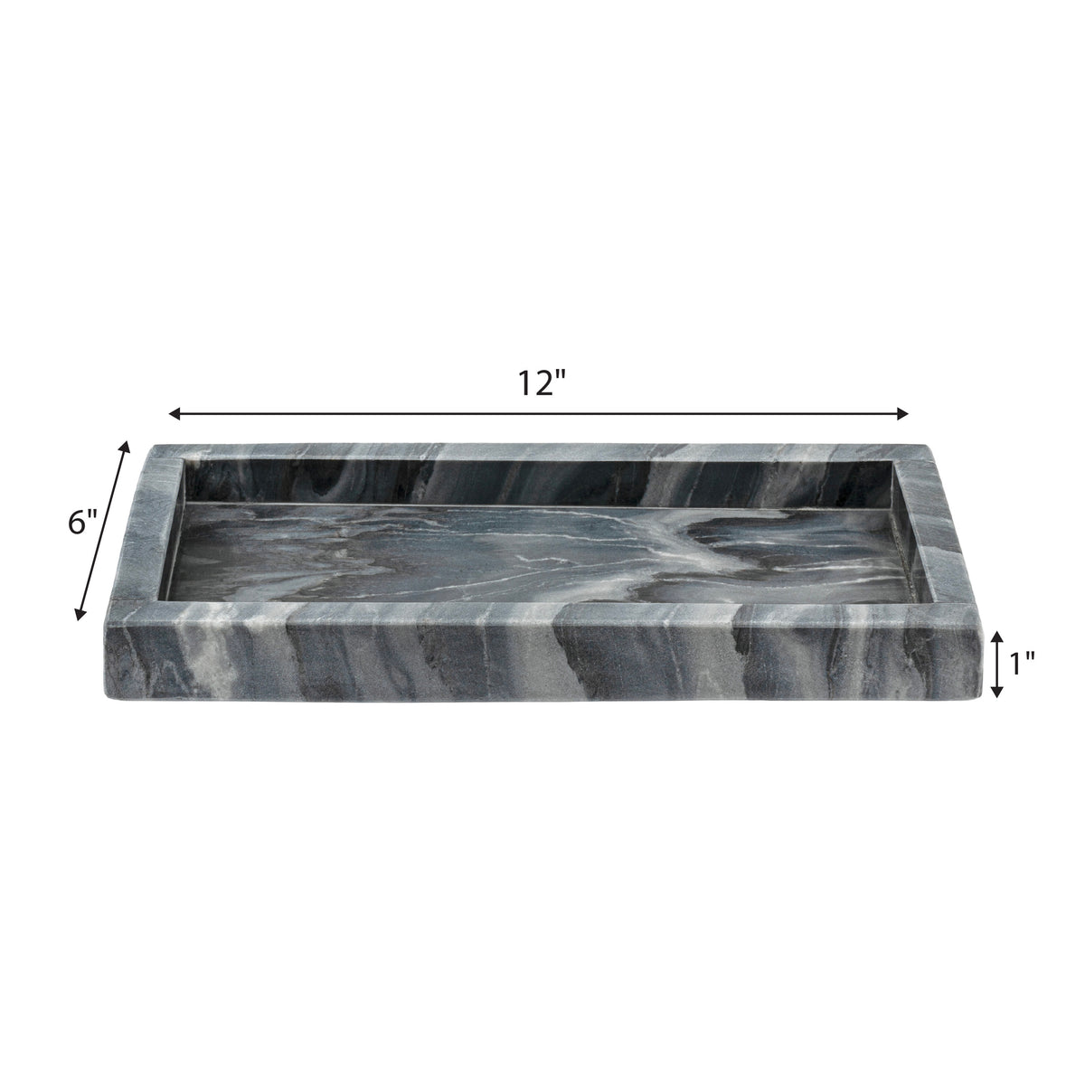 Elmu Stone 12" x 6" Classic Minimalist Rectangular Marble Bathroom Countertop Tray