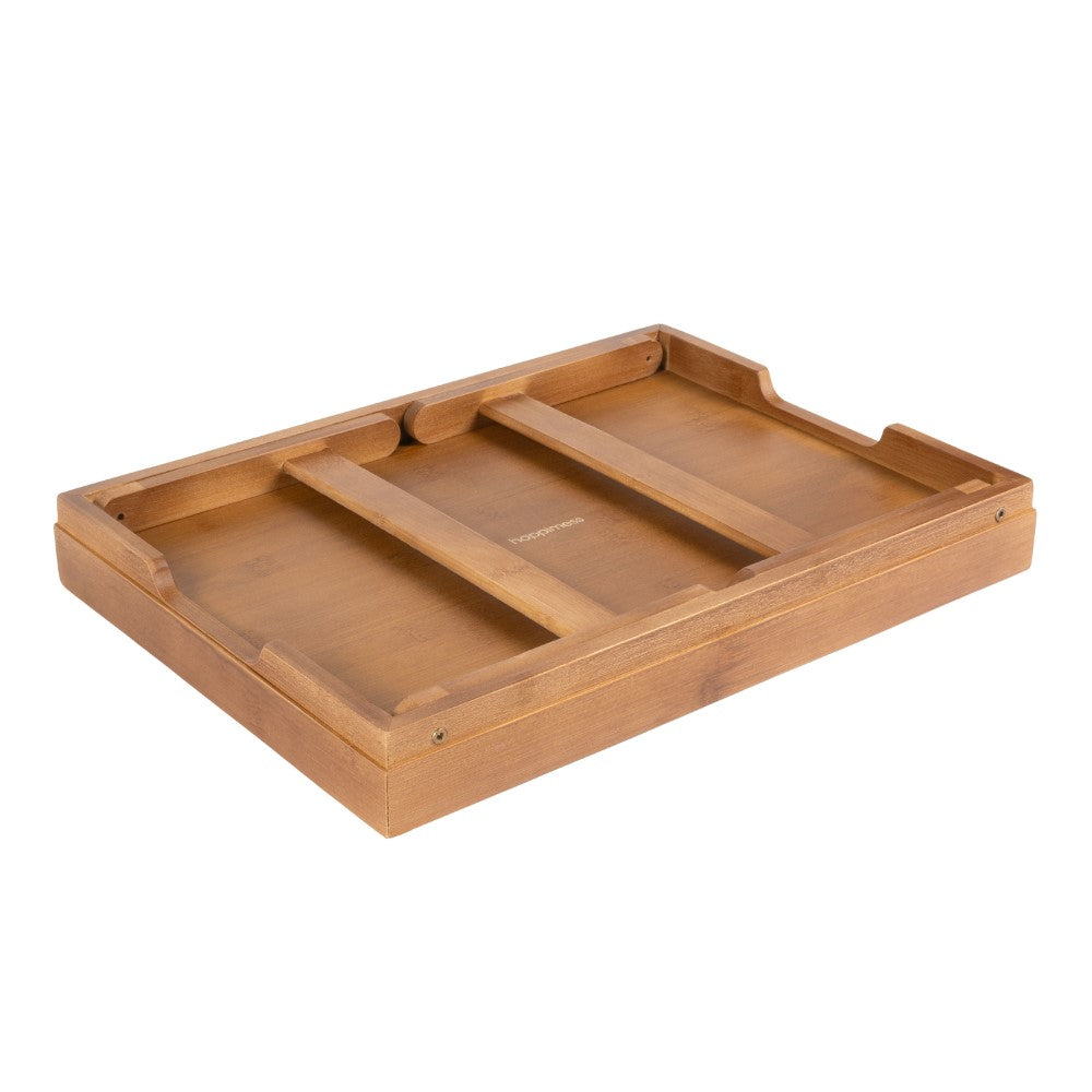 Soluna 16 in. W x 11.7 in. D Handcrafted Bamboo Breakfast Bed Tray with Built-In Handles and Foldable Legs