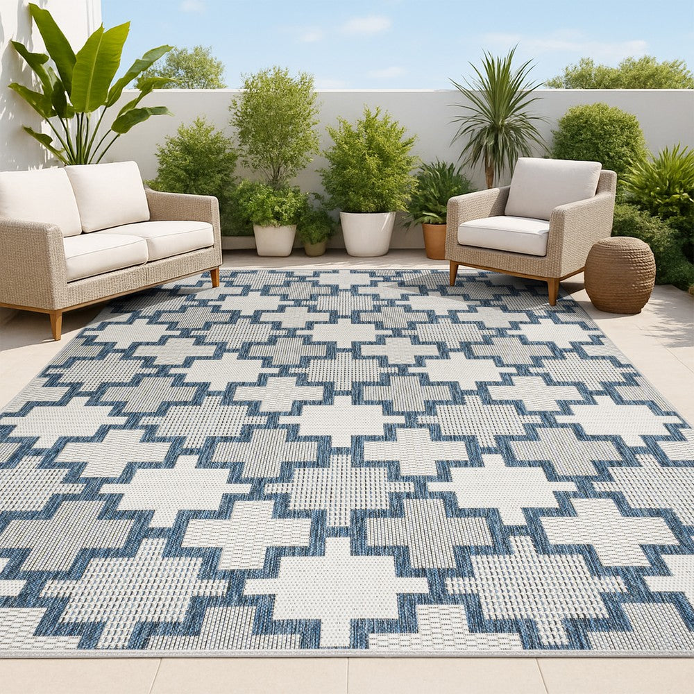 Alfresco Modern Geometric Tile Pattern Indoor/Outdoor Area Rug