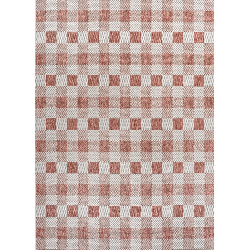 Courtyard Traditional Geometric Bold Gingham Indoor/Outdoor Area Rug