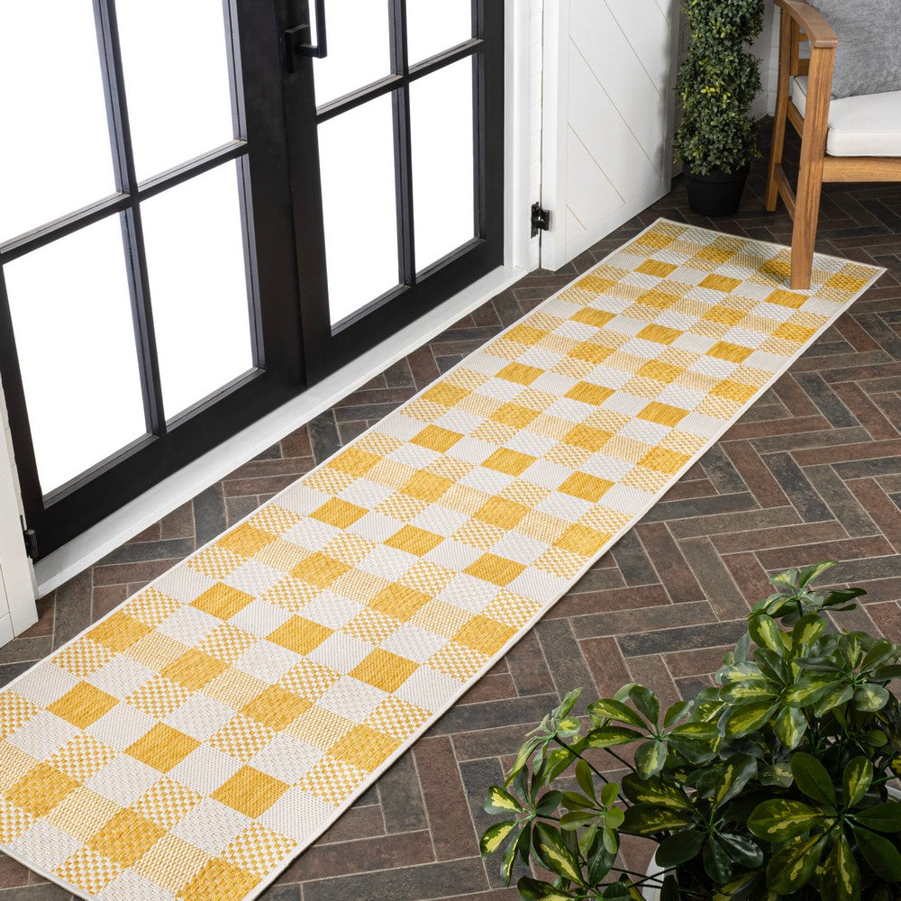 Courtyard Traditional Geometric Bold Gingham Indoor/Outdoor Area Rug