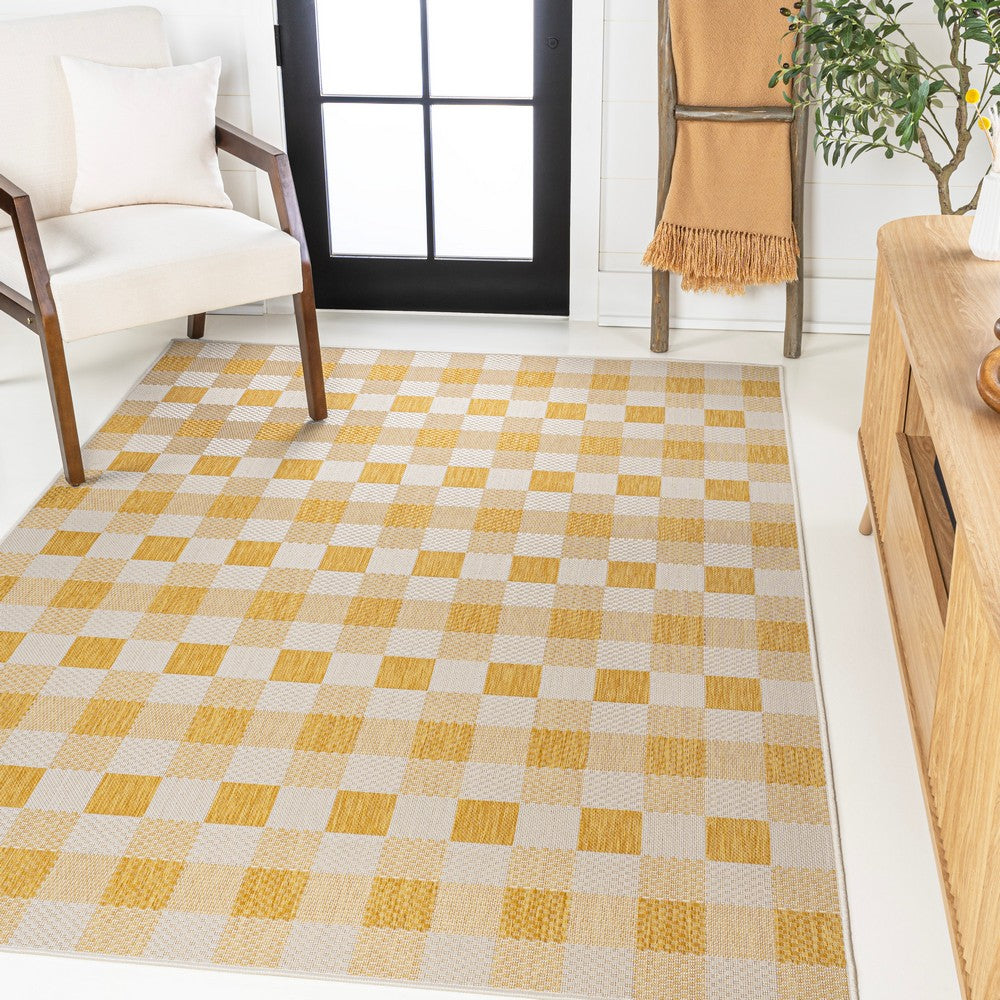 Courtyard Traditional Geometric Bold Gingham Indoor/Outdoor Area Rug