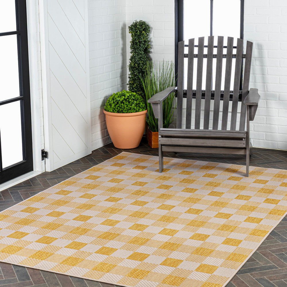 Courtyard Traditional Geometric Bold Gingham Indoor/Outdoor Area Rug