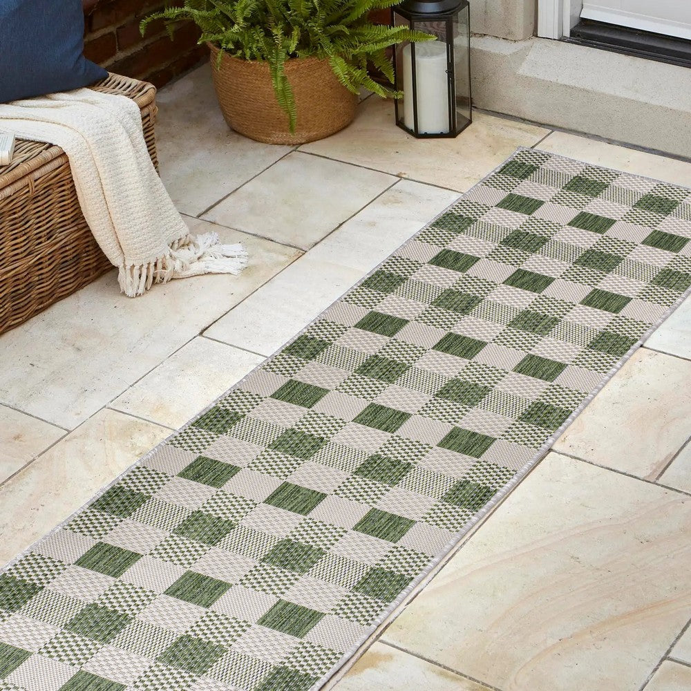 Courtyard Traditional Geometric Bold Gingham Indoor/Outdoor Area Rug