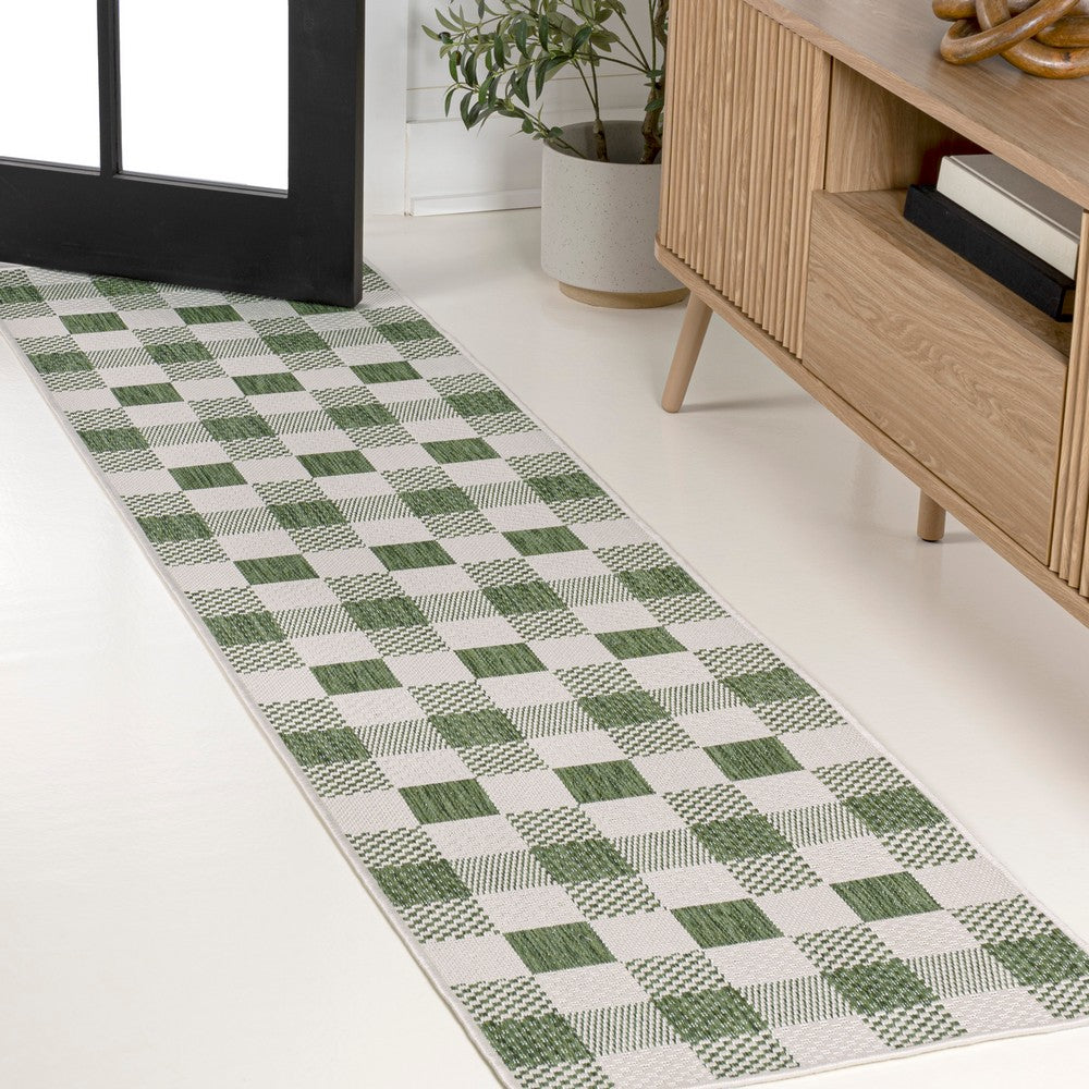 Courtyard Traditional Geometric Bold Gingham Indoor/Outdoor Area Rug