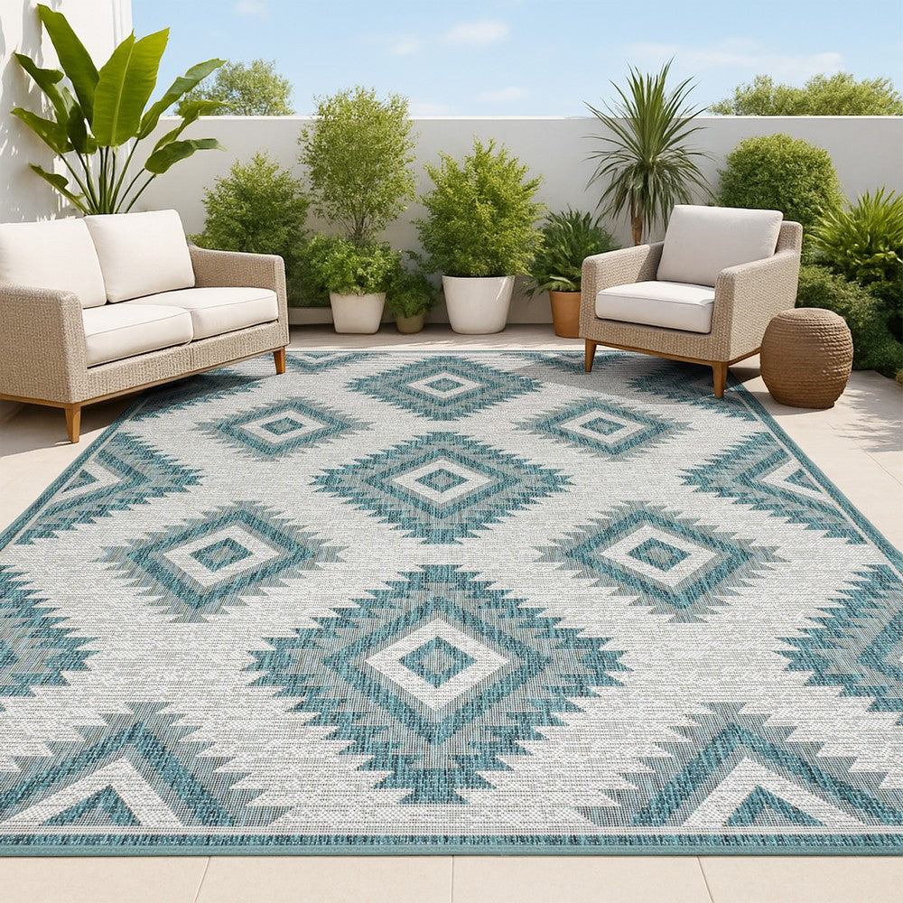 Antique Geometric Moroccan Diamond Indoor/Outdoor Area Rug