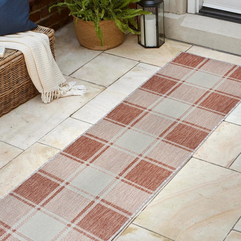 Acrylic Traditional Farmhouse Bold Gingham Indoor/Outdoor Area Rug