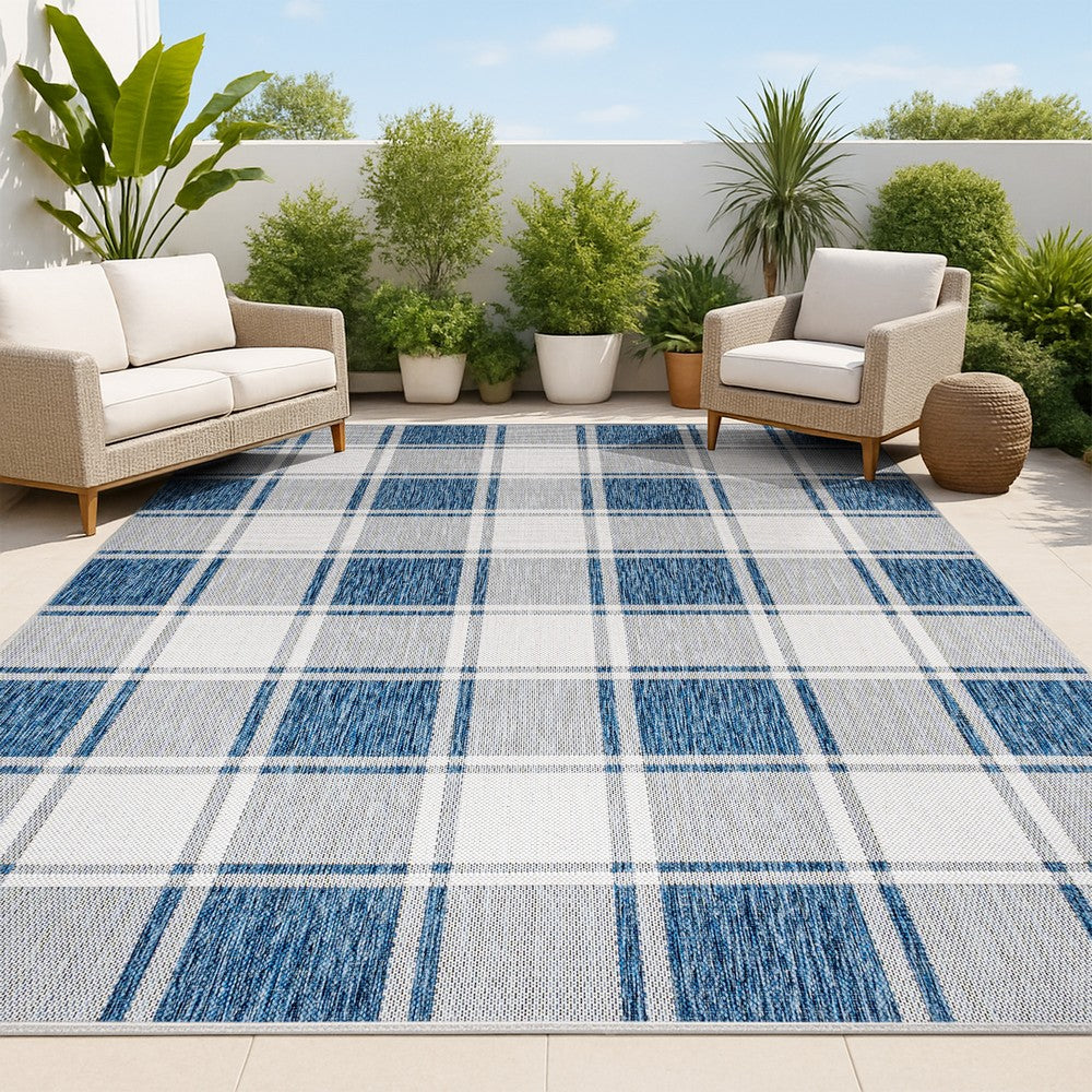 Acrylic Traditional Farmhouse Bold Gingham Indoor/Outdoor Area Rug