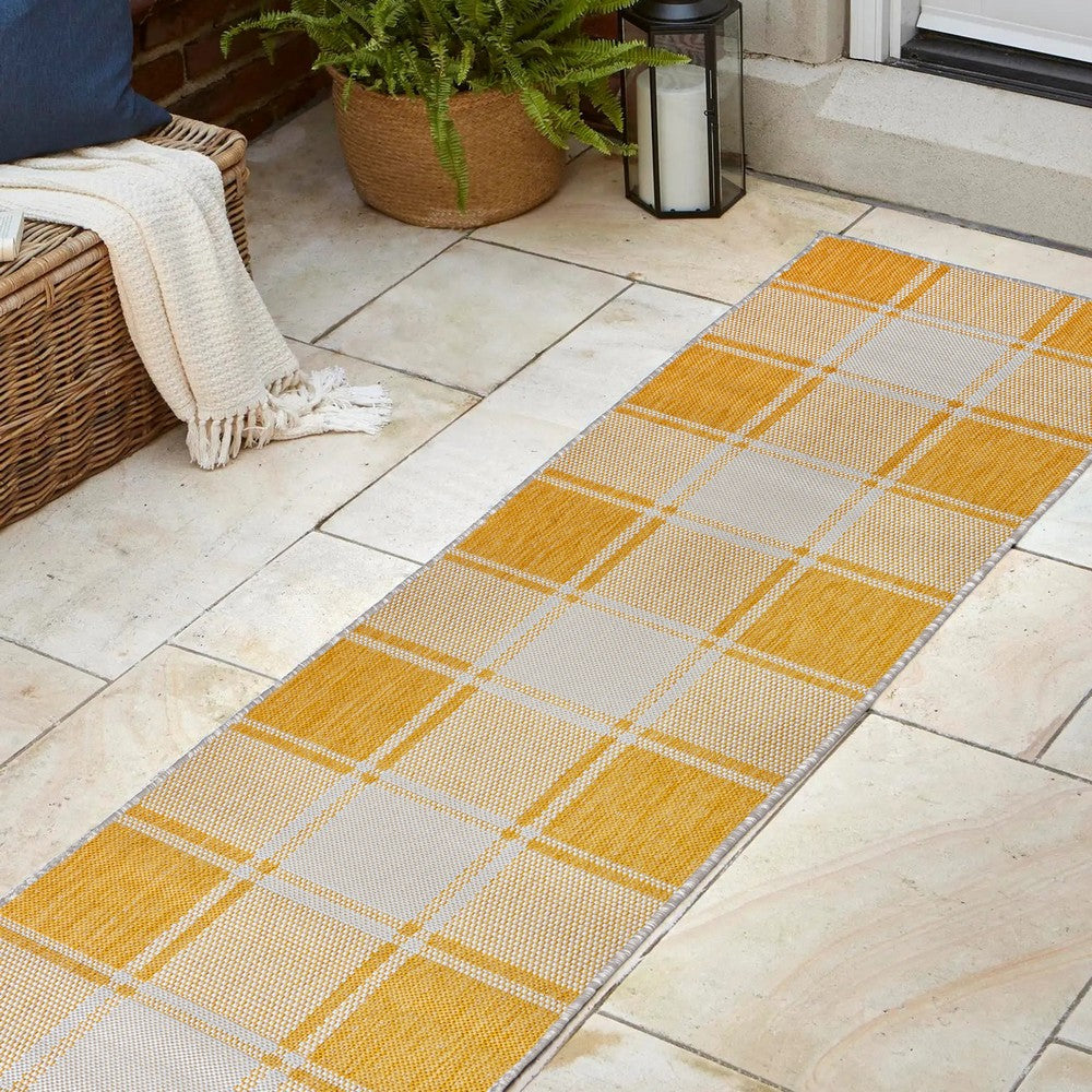 Acrylic Traditional Farmhouse Bold Gingham Indoor/Outdoor Area Rug