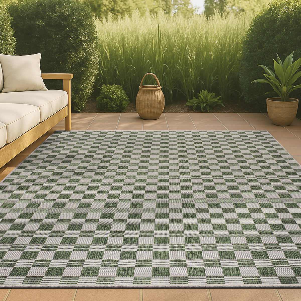 Laurel Traditional Cottage Checkerboard Indoor/Outdoor Area Rug