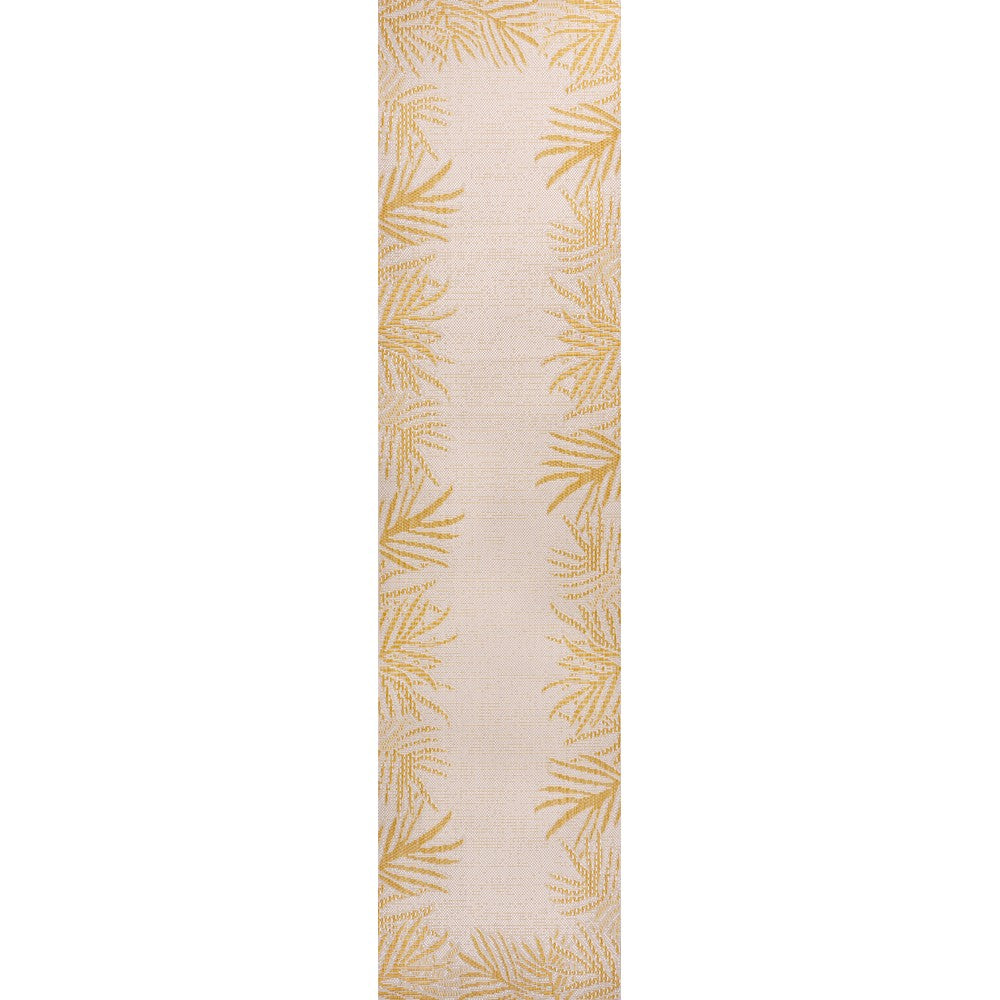 Palm Coastal Cottage Palm Frond Border Indoor/Outdoor Area Rug