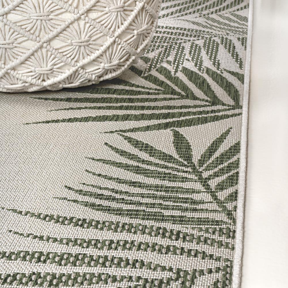 Palm Coastal Cottage Palm Frond Border Indoor/Outdoor Area Rug