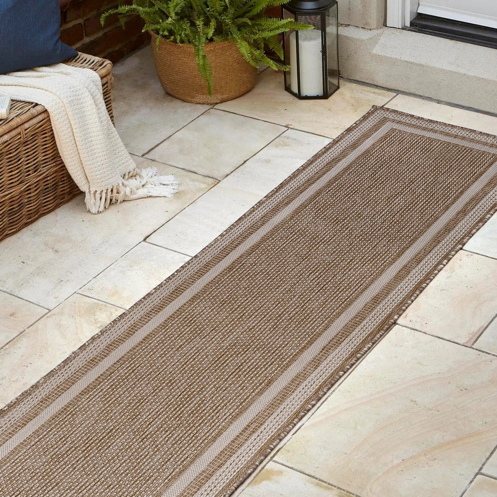 Thin Classic 3-Stripe Border Indoor/Outdoor Area Rug