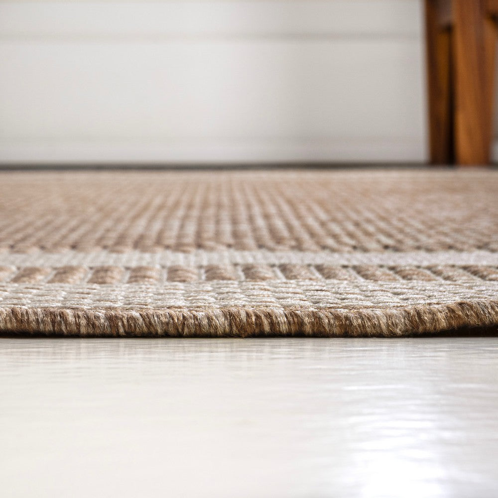 Thin Classic 3-Stripe Border Indoor/Outdoor Area Rug