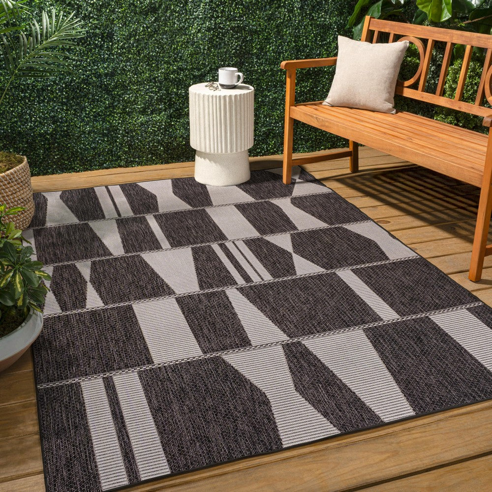 Moor Modern Geometric Abstract Two-tone Indoor/Outdoor Area Rug