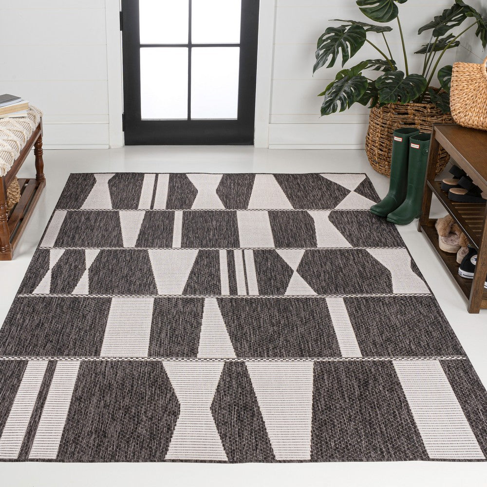 Moor Modern Geometric Abstract Two-tone Indoor/Outdoor Area Rug