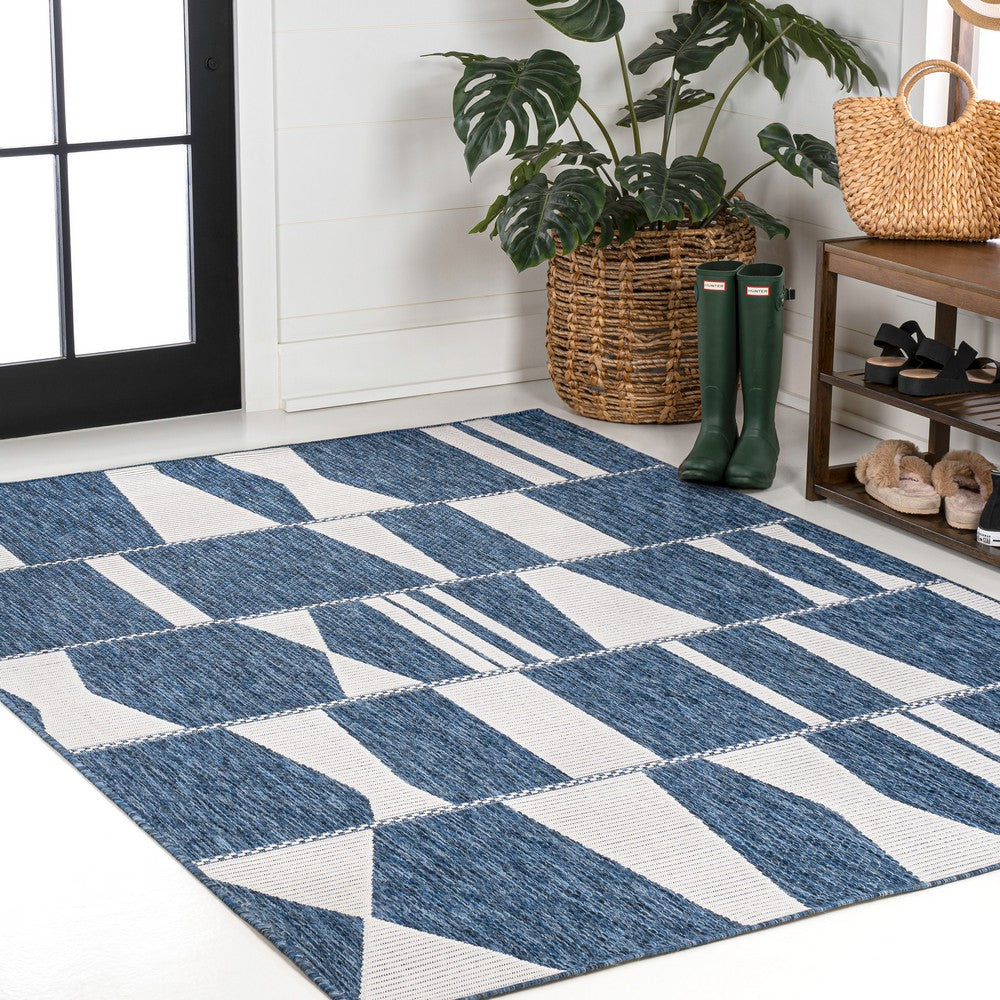 Moor Modern Geometric Abstract Two-tone Indoor/Outdoor Area Rug