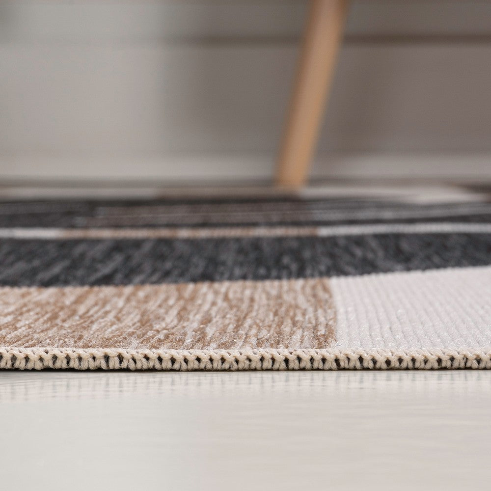 Mica Classic Beach Stripe And Monstera Leaf Indoor/Outdoor Area Rug