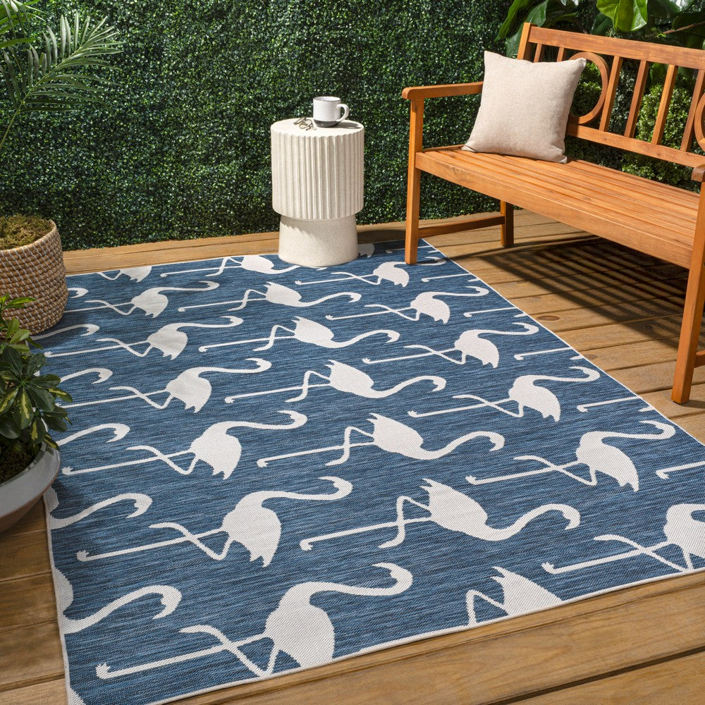 Pepper Casual Coastal Flamingos Two-tone Indoor/Outdoor Area Rug