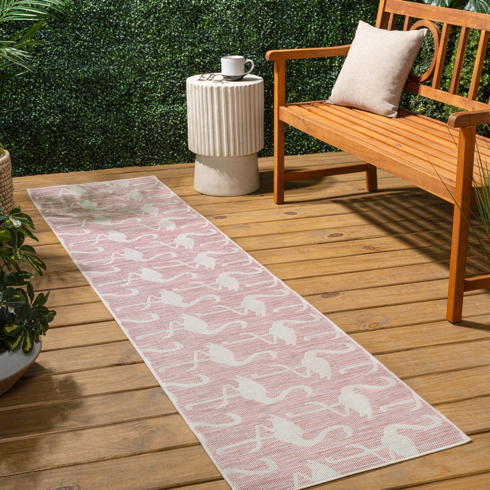 Pepper Casual Coastal Flamingos Two-tone Indoor/Outdoor Area Rug