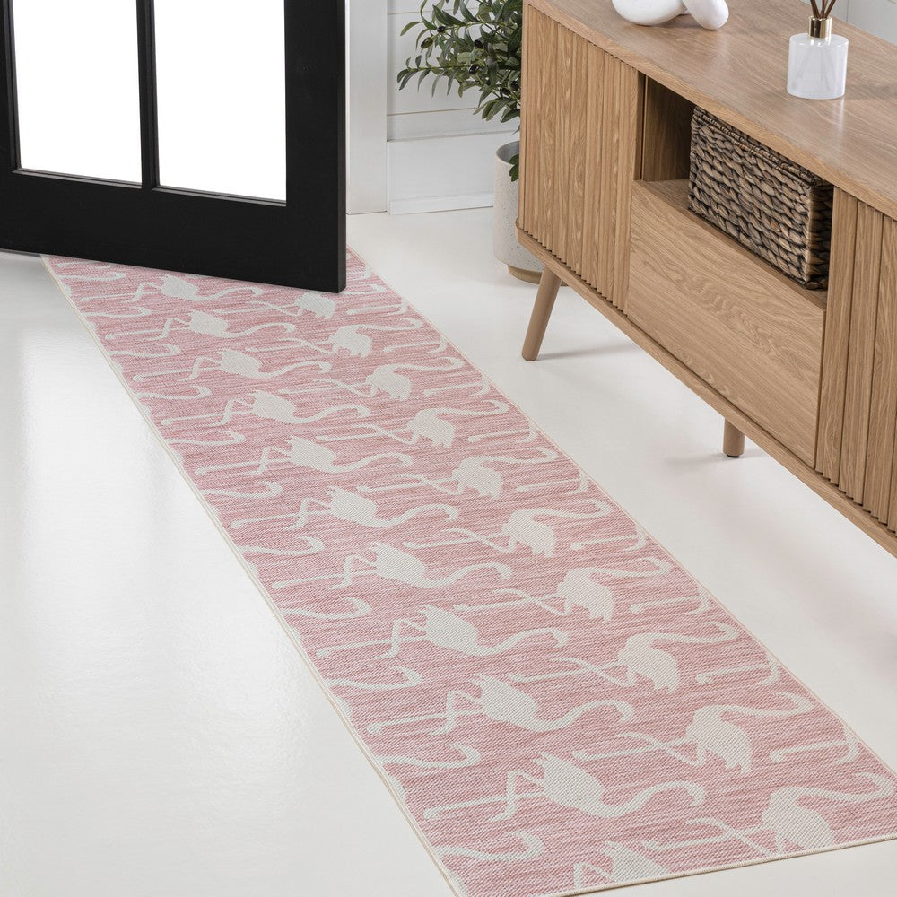 Pepper Casual Coastal Flamingos Two-tone Indoor/Outdoor Area Rug