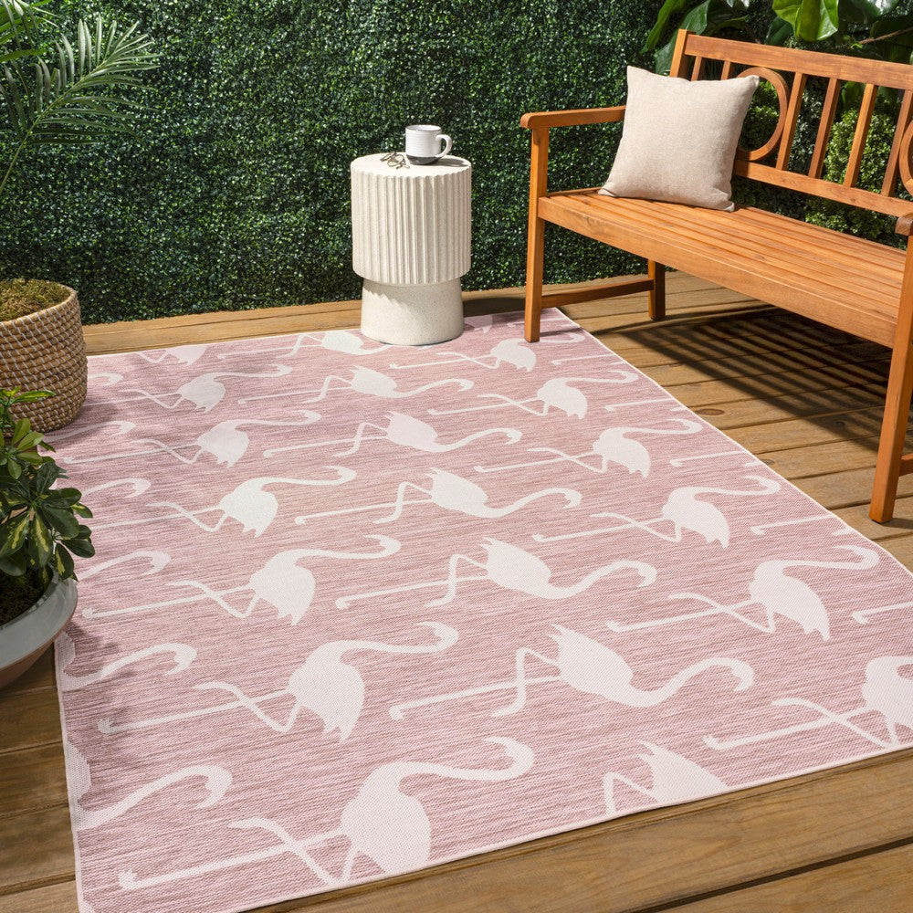 Pepper Casual Coastal Flamingos Two-tone Indoor/Outdoor Area Rug