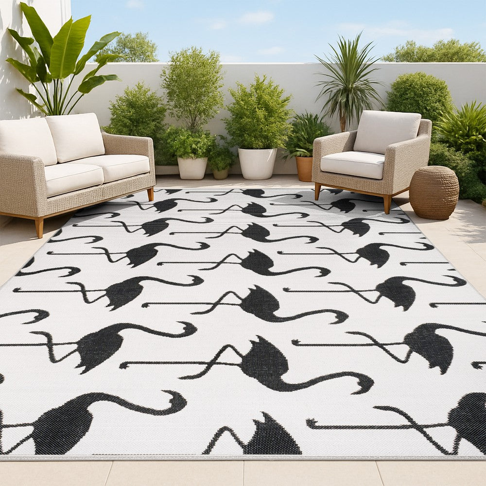 Pepper Casual Coastal Flamingos Two-tone Indoor/Outdoor Area Rug