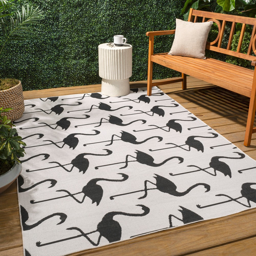 Pepper Casual Coastal Flamingos Two-tone Indoor/Outdoor Area Rug
