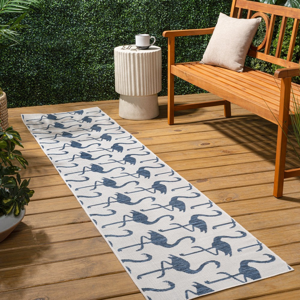 Pepper Casual Coastal Flamingos Two-tone Indoor/Outdoor Area Rug
