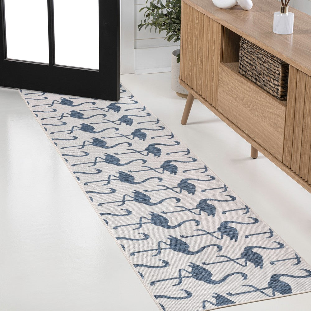 Pepper Casual Coastal Flamingos Two-tone Indoor/Outdoor Area Rug