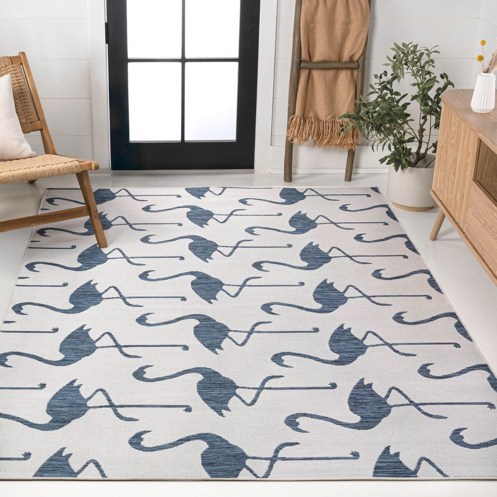 Pepper Casual Coastal Flamingos Two-tone Indoor/Outdoor Area Rug