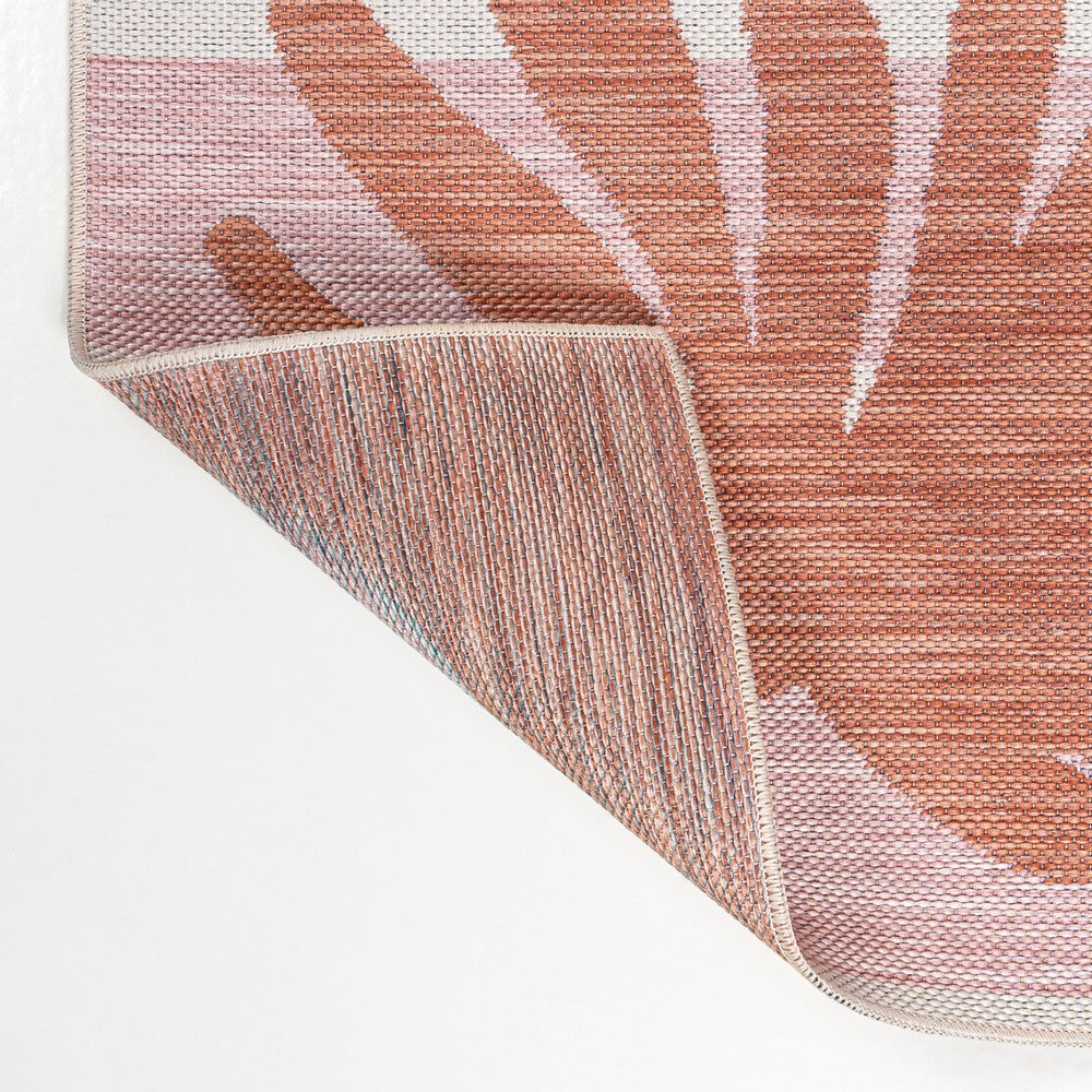 River Classic Beach Stripe And Palm Leaf Indoor/Outdoor Area Rug