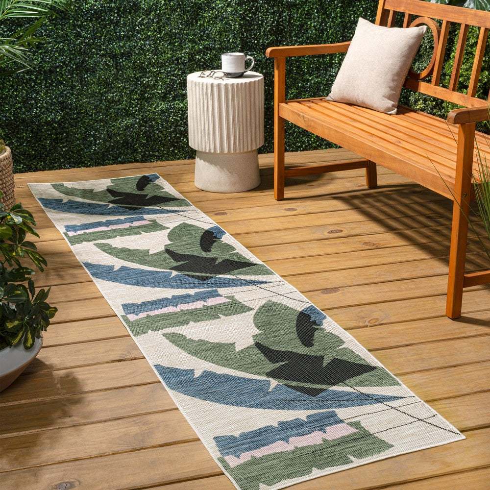 Spruce Coastal Vintage Abstract Palm Leaf Indoor/Outdoor Area Rug