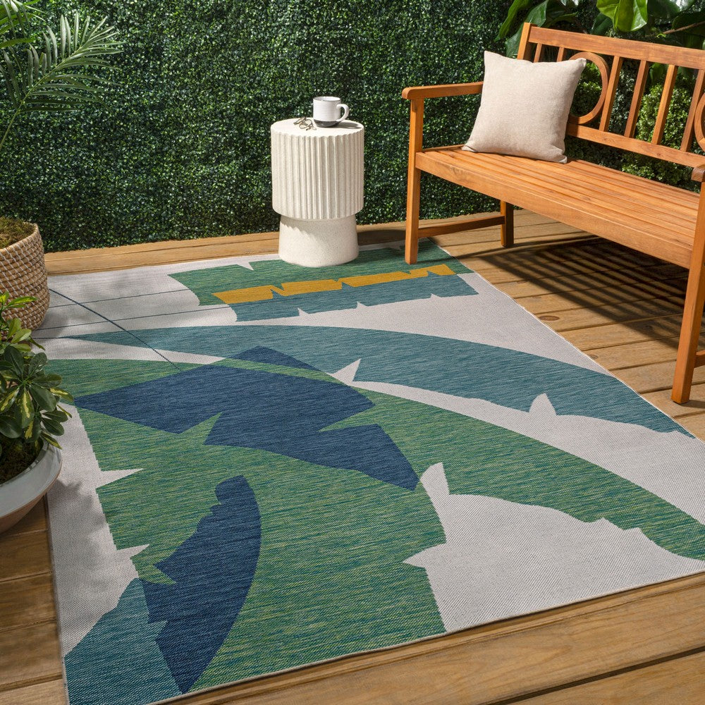 Spruce Coastal Vintage Abstract Palm Leaf Indoor/Outdoor Area Rug