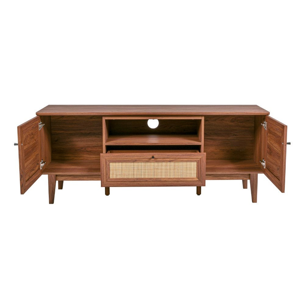 Bronte 59 in. Farmhouse Caned TV Stand with Drawer and Storage Doors Fits TVs up to 65 in. with Cable Management