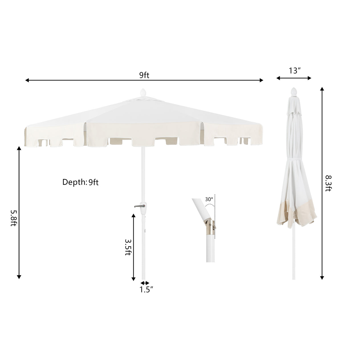 Ackerman 9 ft. Classic Mid-Century Market Patio Umbrella