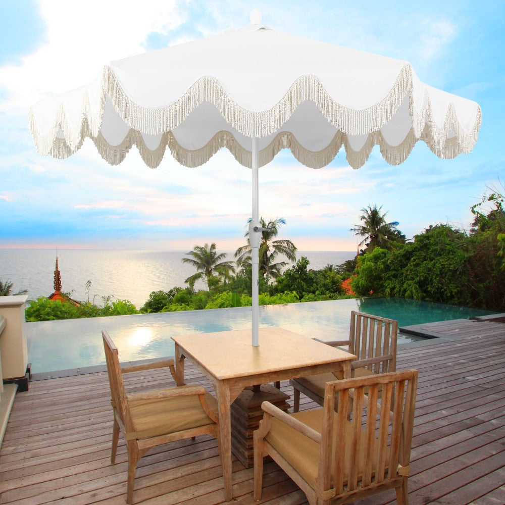 Gavin 9 ft. Classic Cottage Tassel Market Patio Umbrella