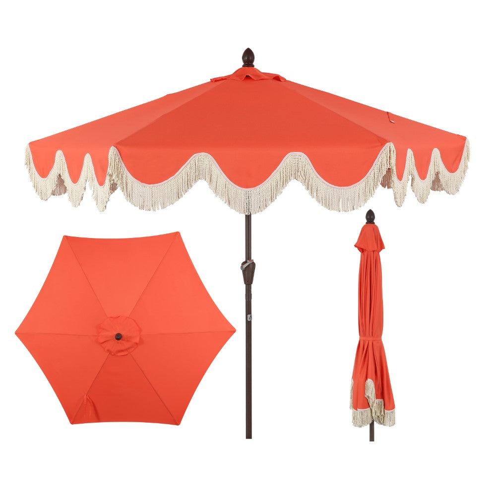 Gavin 9 ft. Classic Cottage Tassel Market Patio Umbrella
