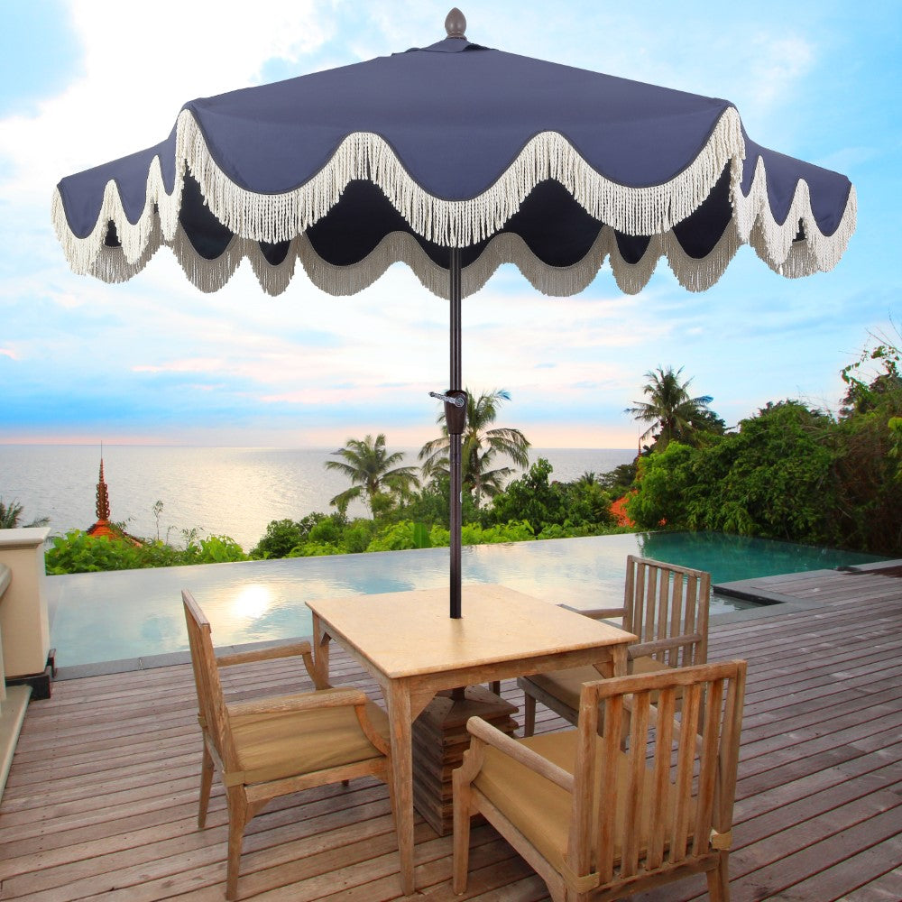 Gavin 9 ft. Classic Cottage Tassel Market Patio Umbrella