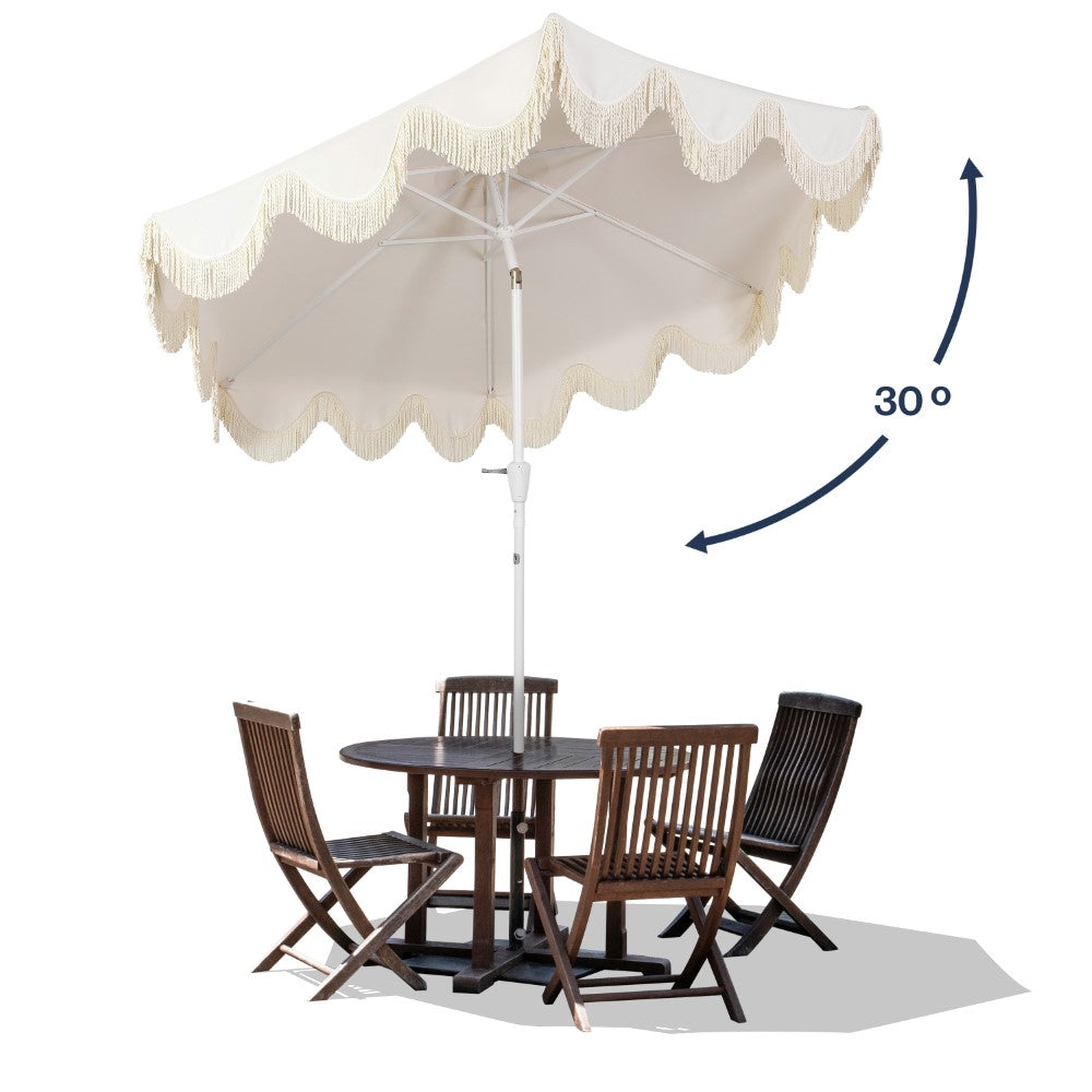 Gavin 9 ft. Classic Cottage Tassel Market Patio Umbrella