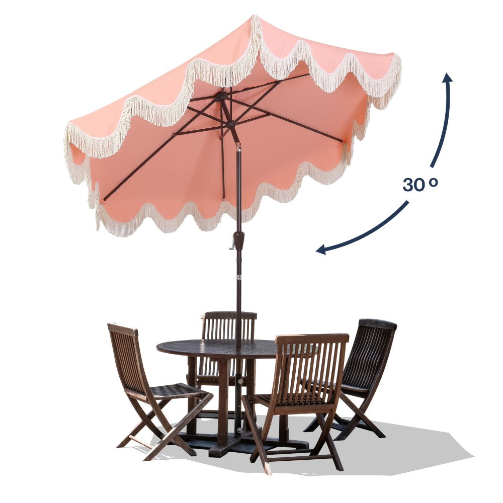 Gavin 9 ft. Classic Cottage Tassel Market Patio Umbrella