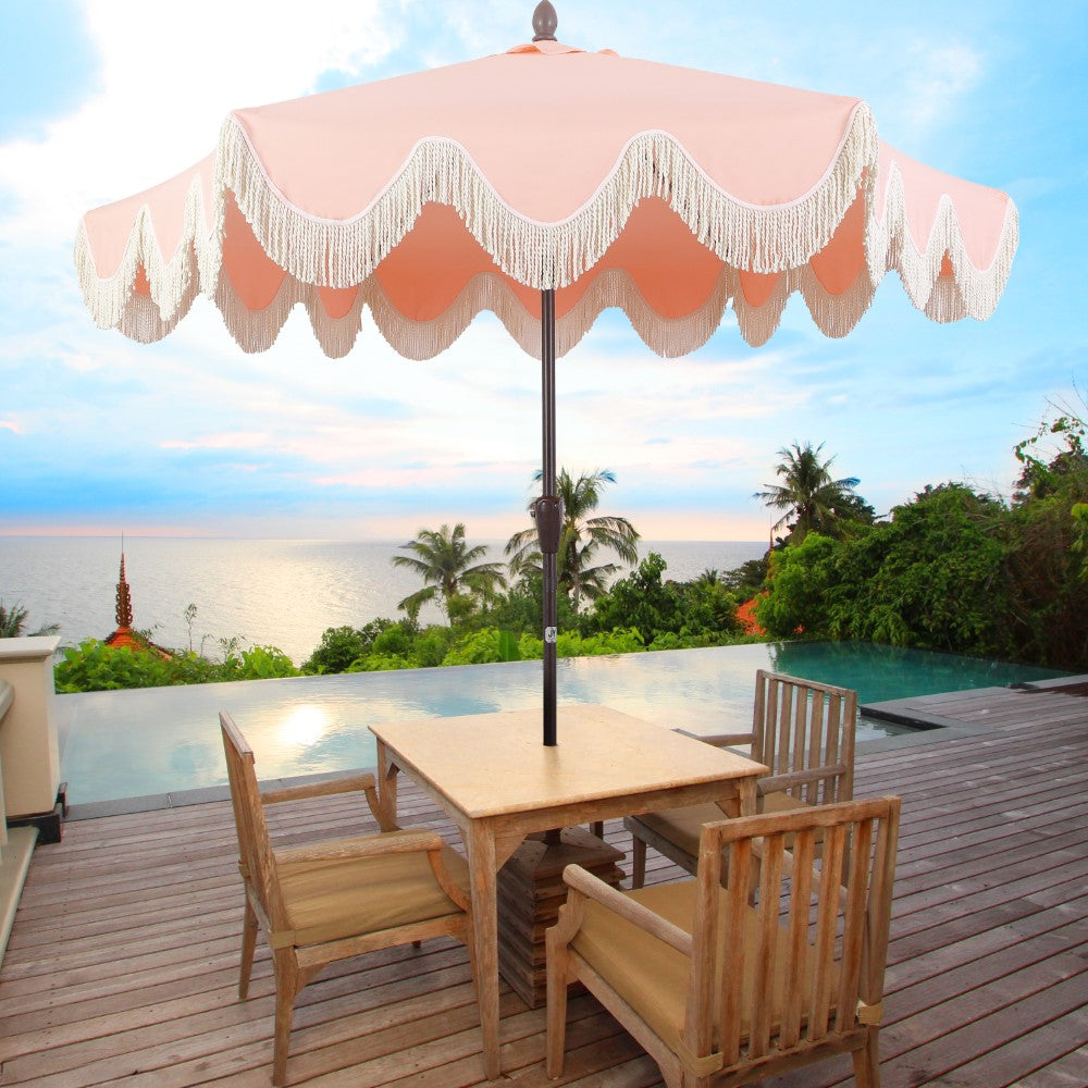 Gavin 9 ft. Classic Cottage Tassel Market Patio Umbrella