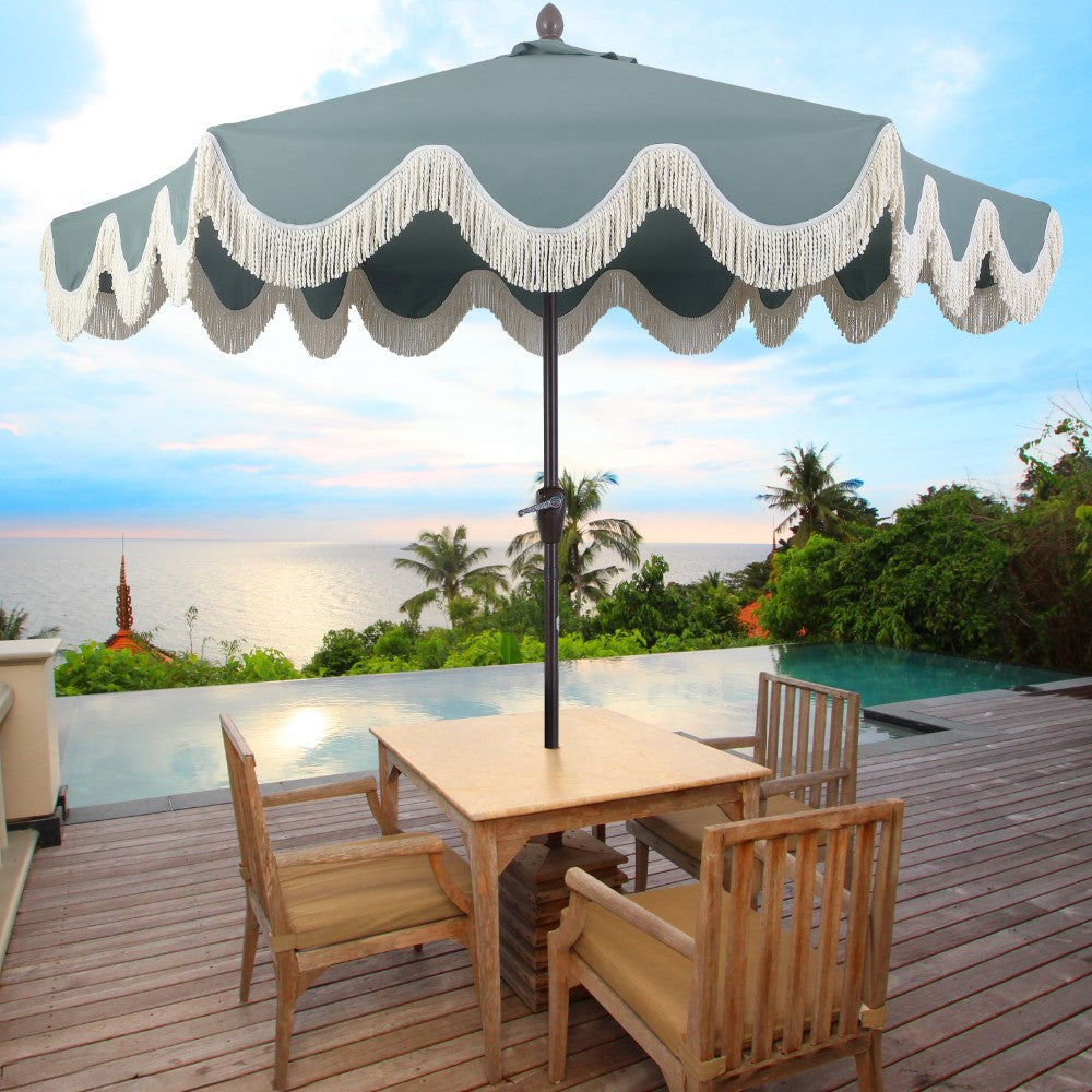 Gavin 9 ft. Classic Cottage Tassel Market Patio Umbrella